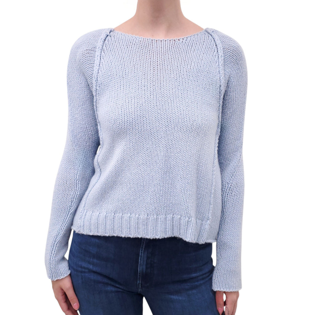TESS GIBERSON BABY BLUE SWEATER WOOL & CASHMERE BLEND SWEATER - SIZE S