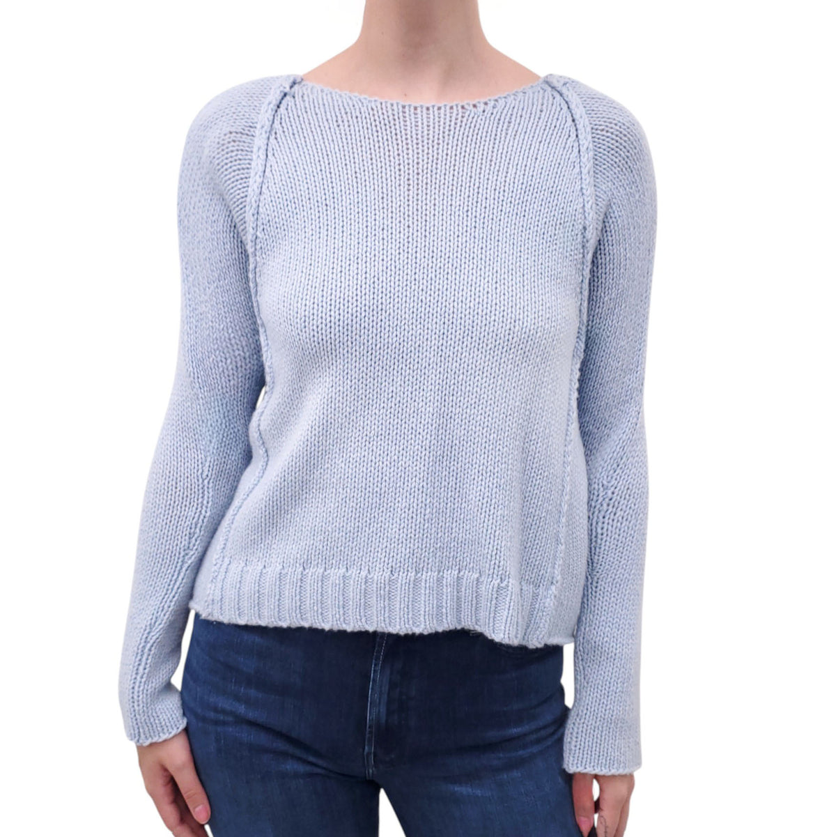 TESS GIBERSON BABY BLUE SWEATER WOOL & CASHMERE BLEND SWEATER - SIZE S