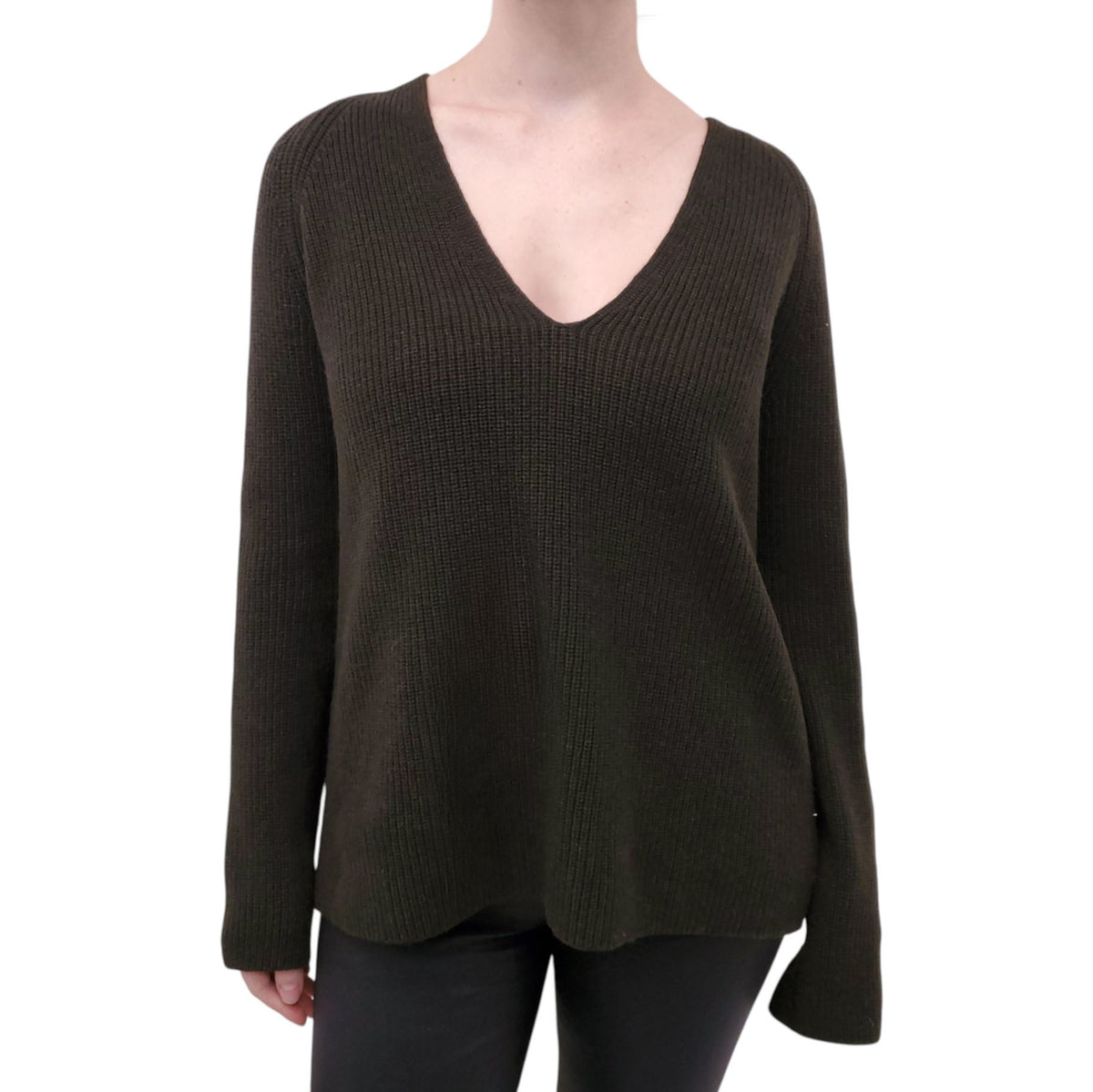 HELMUT LANG GREEN V-NECK SWEATER - SIZE M