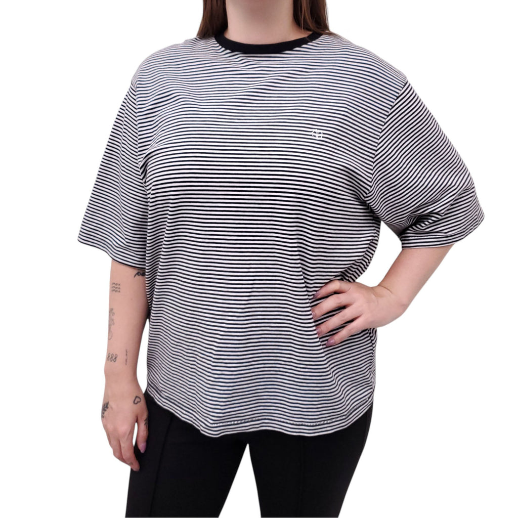 ANINE BING STRIPED LOGO SWEATER - SIZE L