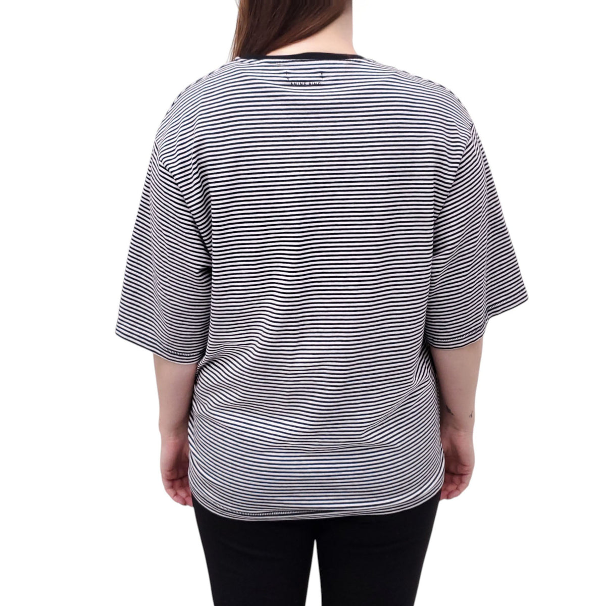 ANINE BING STRIPED LOGO SWEATER - SIZE L