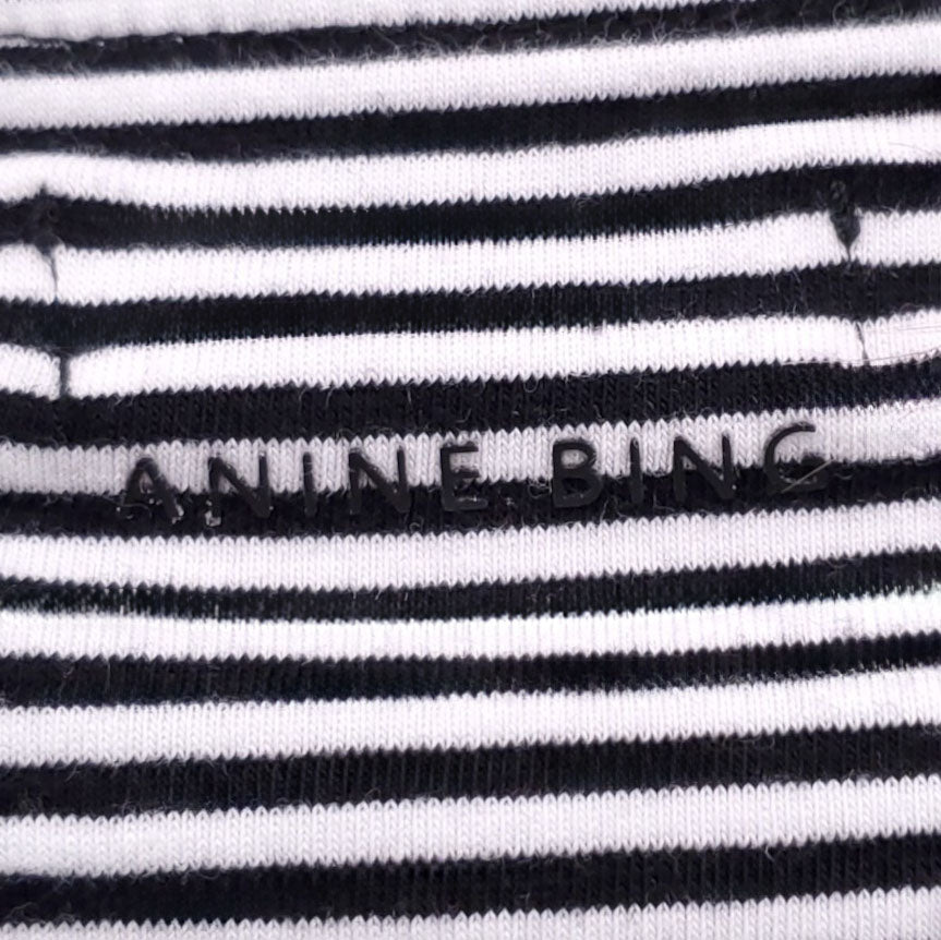 ANINE BING STRIPED LOGO SWEATER - SIZE L