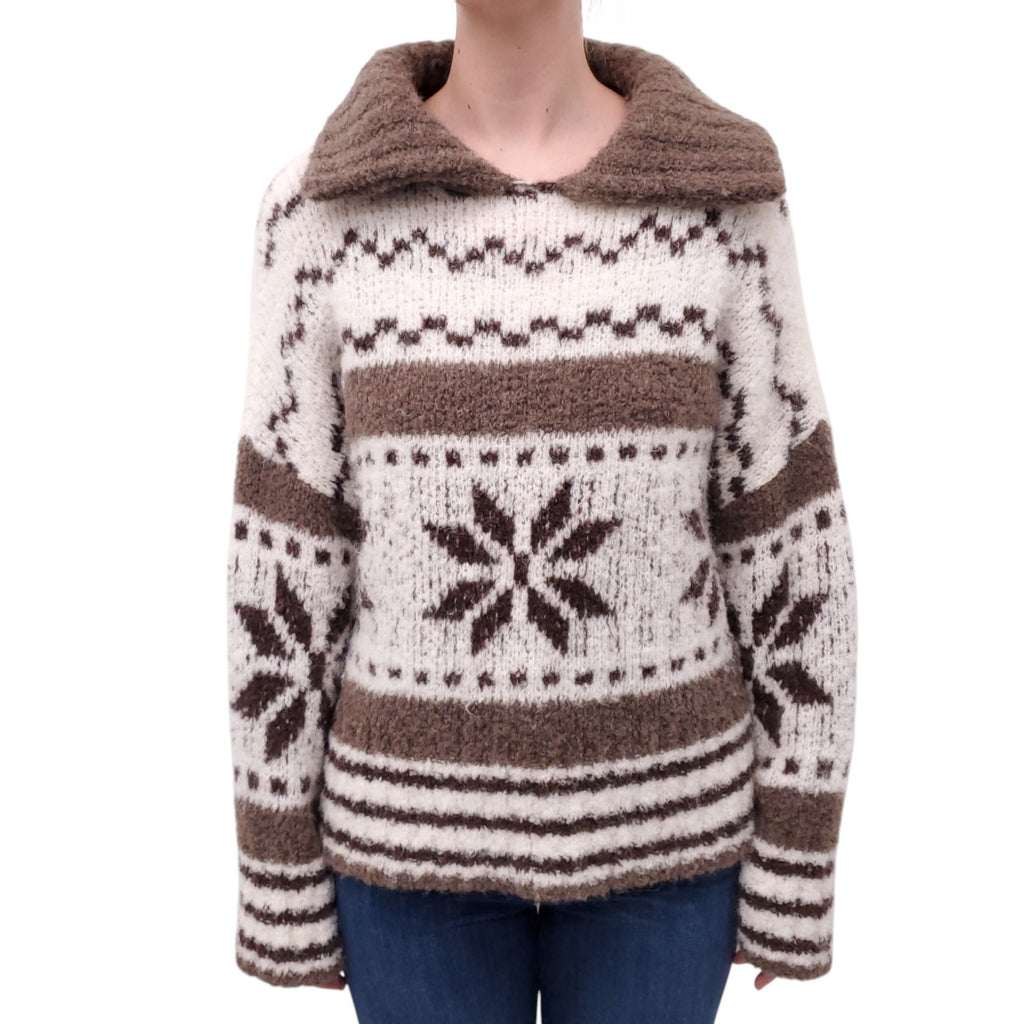 SMYTHE BROWN AND CREAM SKI SWEATER - SIZE M