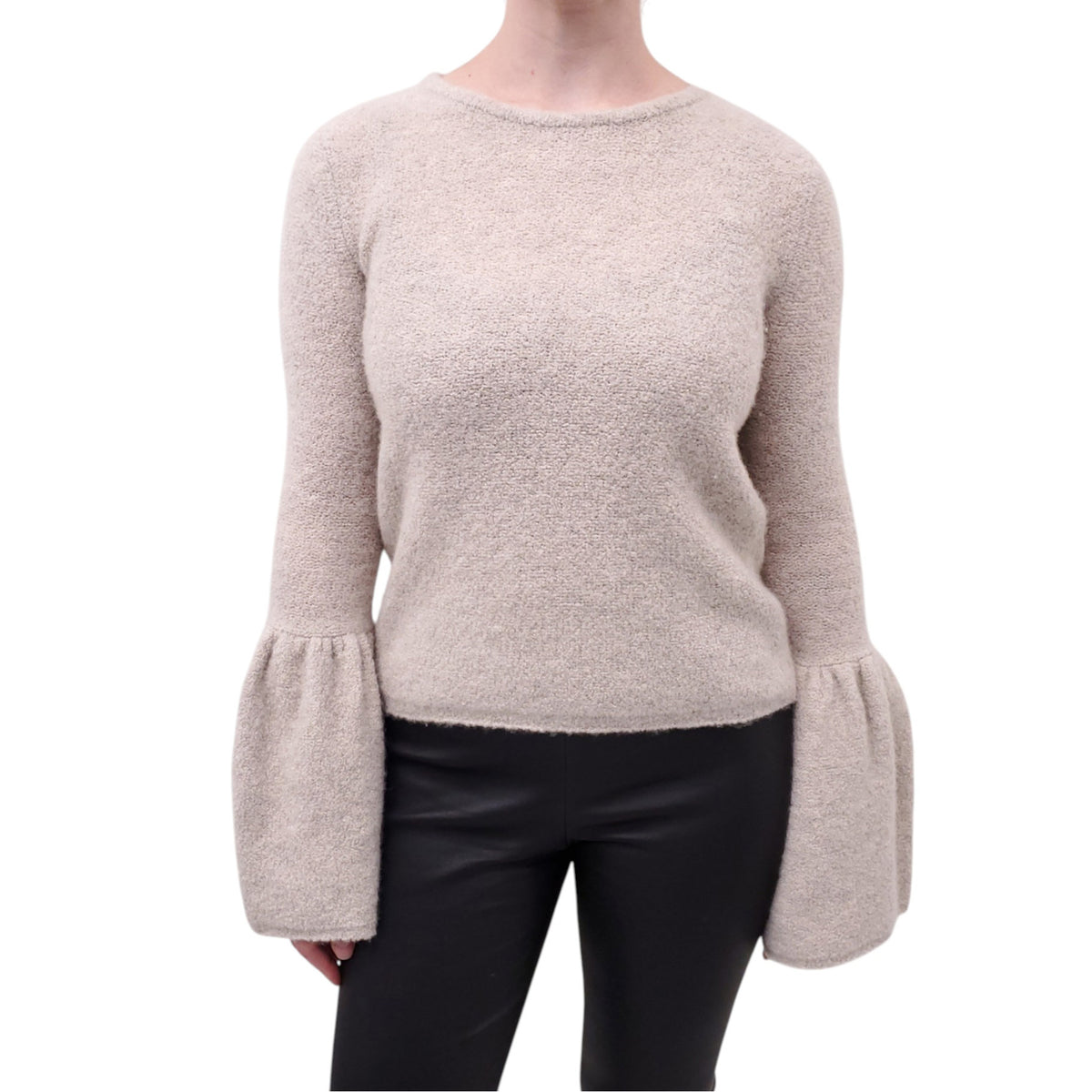 CO CASHMERE BLEND SWEATER WITH PEPLUM SLEEVES - SIZE S