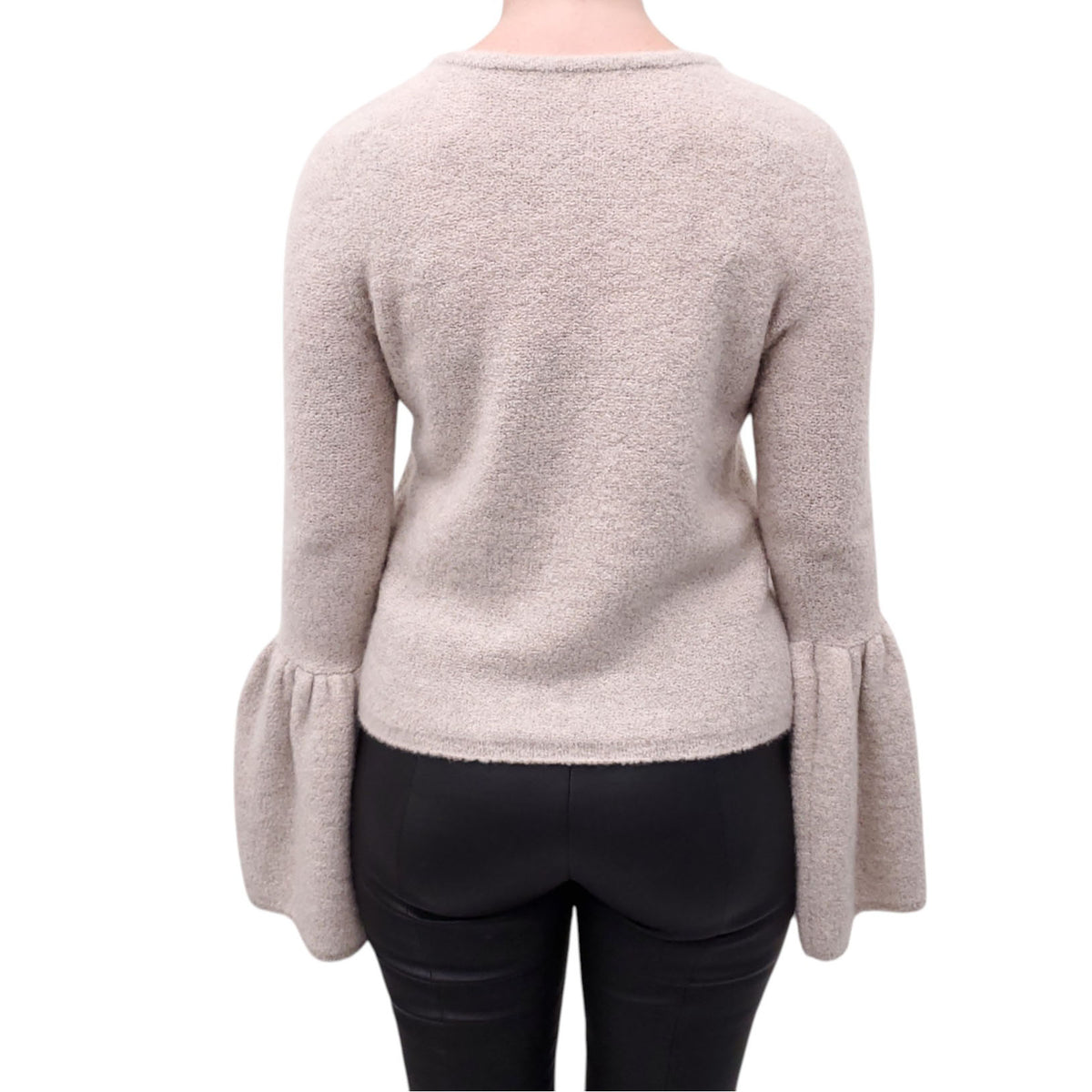 CO CASHMERE BLEND SWEATER WITH PEPLUM SLEEVES - SIZE S