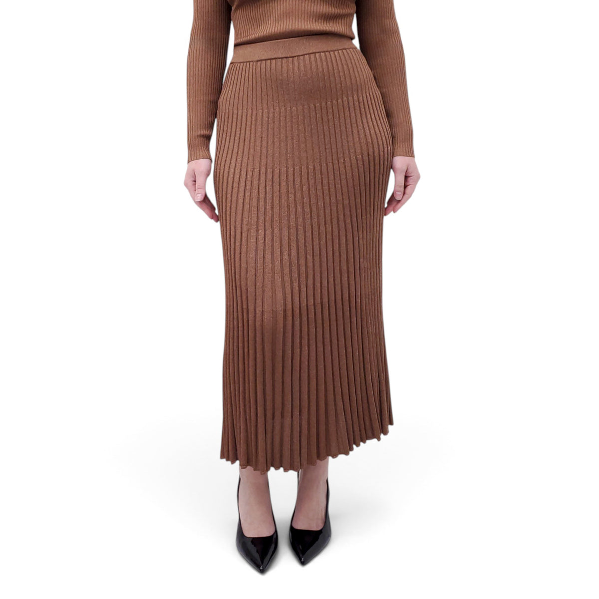 ZIMMERMANN PLEATED METALLIC SKIRT WITH MATCHING SWEATER - SIZE 1