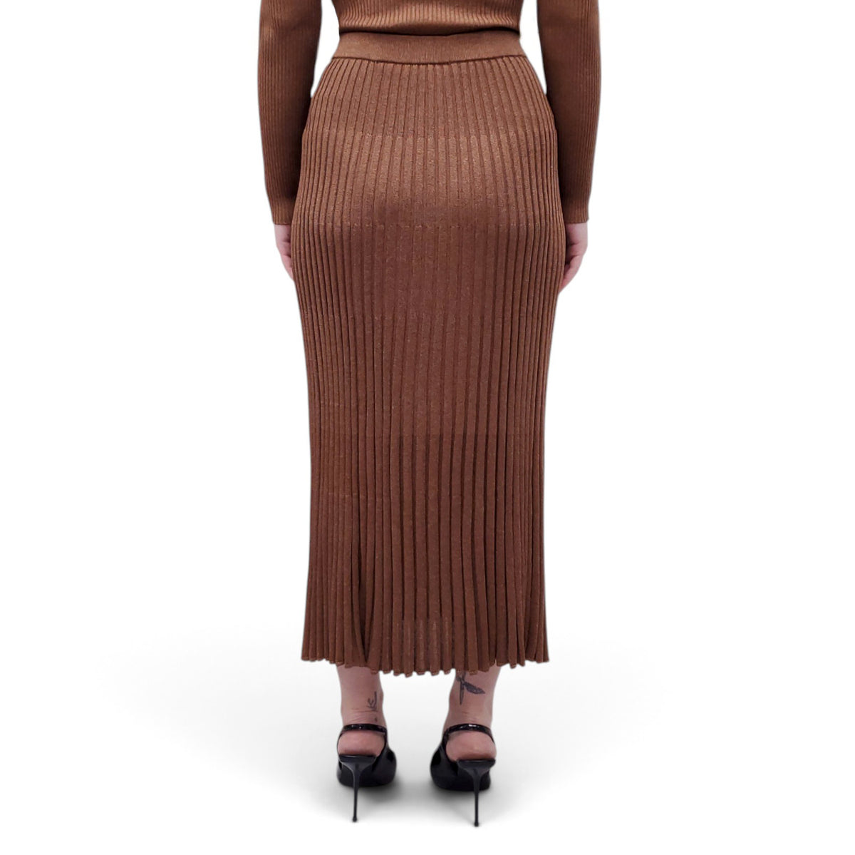 ZIMMERMANN PLEATED METALLIC SKIRT WITH MATCHING SWEATER - SIZE 1