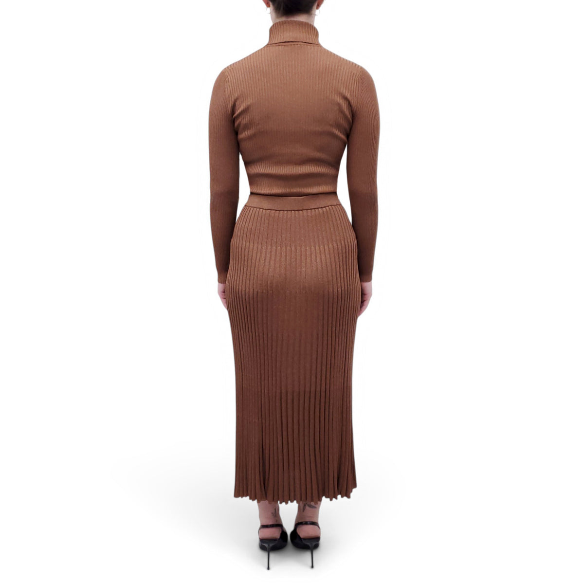 ZIMMERMANN PLEATED METALLIC SKIRT WITH MATCHING SWEATER - SIZE 1