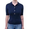 GANNI KNIT POLO WITH GOLD BUTTONS - SIZE M