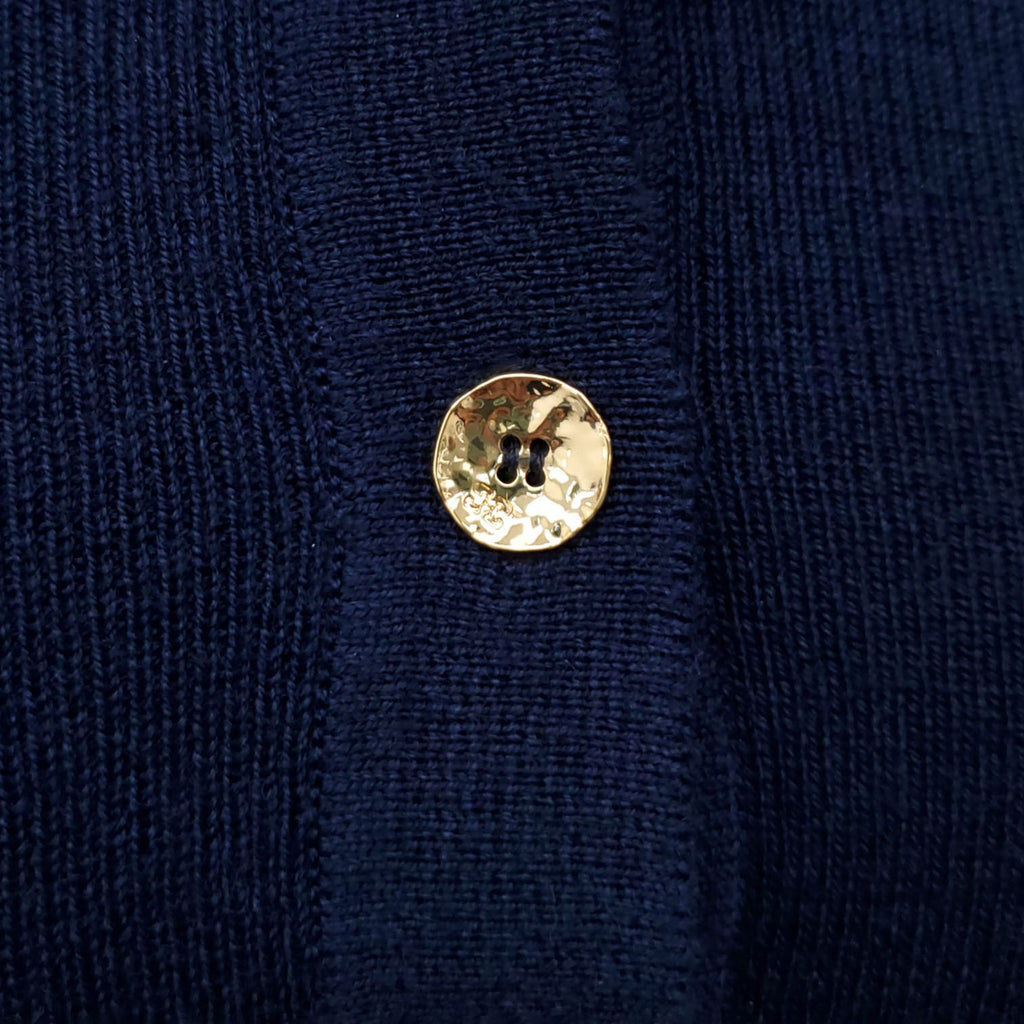 GANNI KNIT POLO WITH GOLD BUTTONS - SIZE M