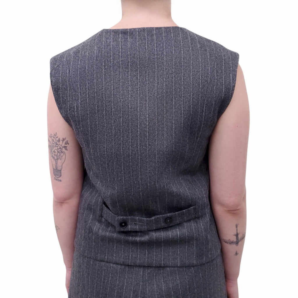 LOU LOU STUDIO GREY STRIPED VEST WITH MATCHING TROUSERS - SIZE M