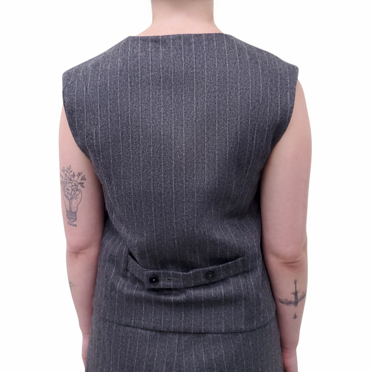 LOU LOU STUDIO GREY STRIPED VEST WITH MATCHING TROUSERS - SIZE M