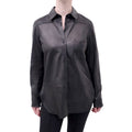 VINCE BLACK LEATHER BUTTON UP SHIRT - SIZE S