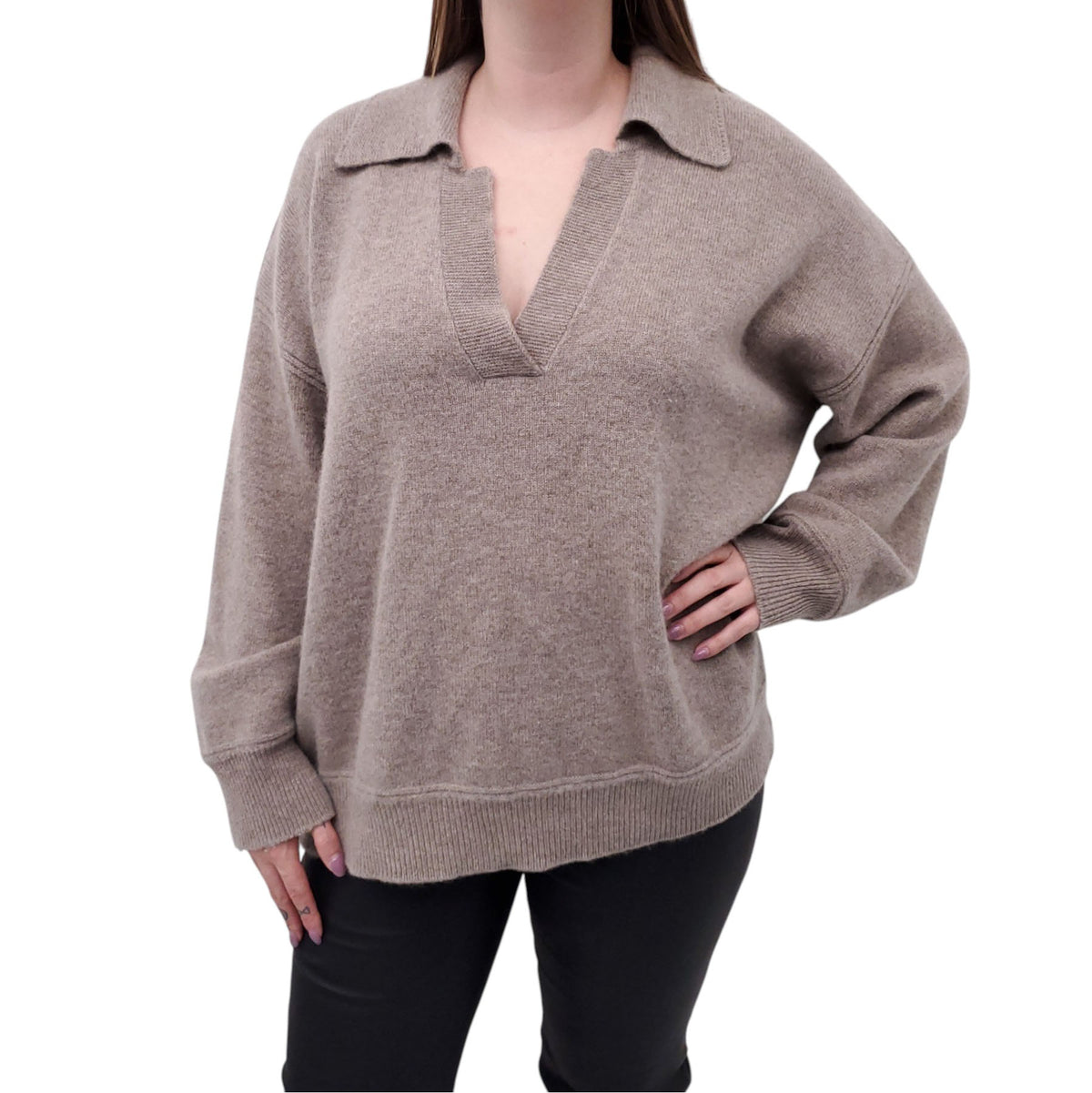 LA LIGNE WOOL AND CASHMERE VNECK SWEATER - SIZE XL