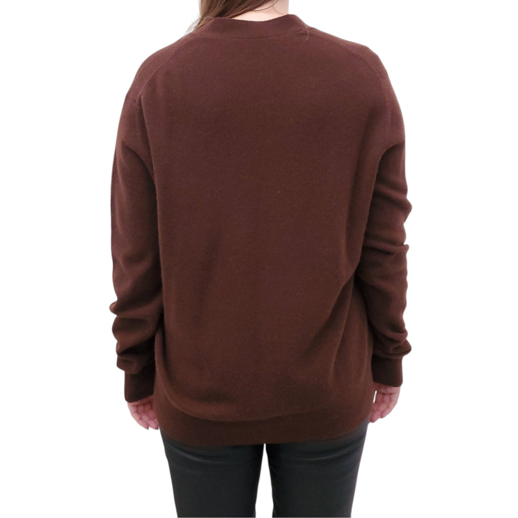 ACNE STUDIOS BROWN CARDIGAN WITH LOGO - SIZE M