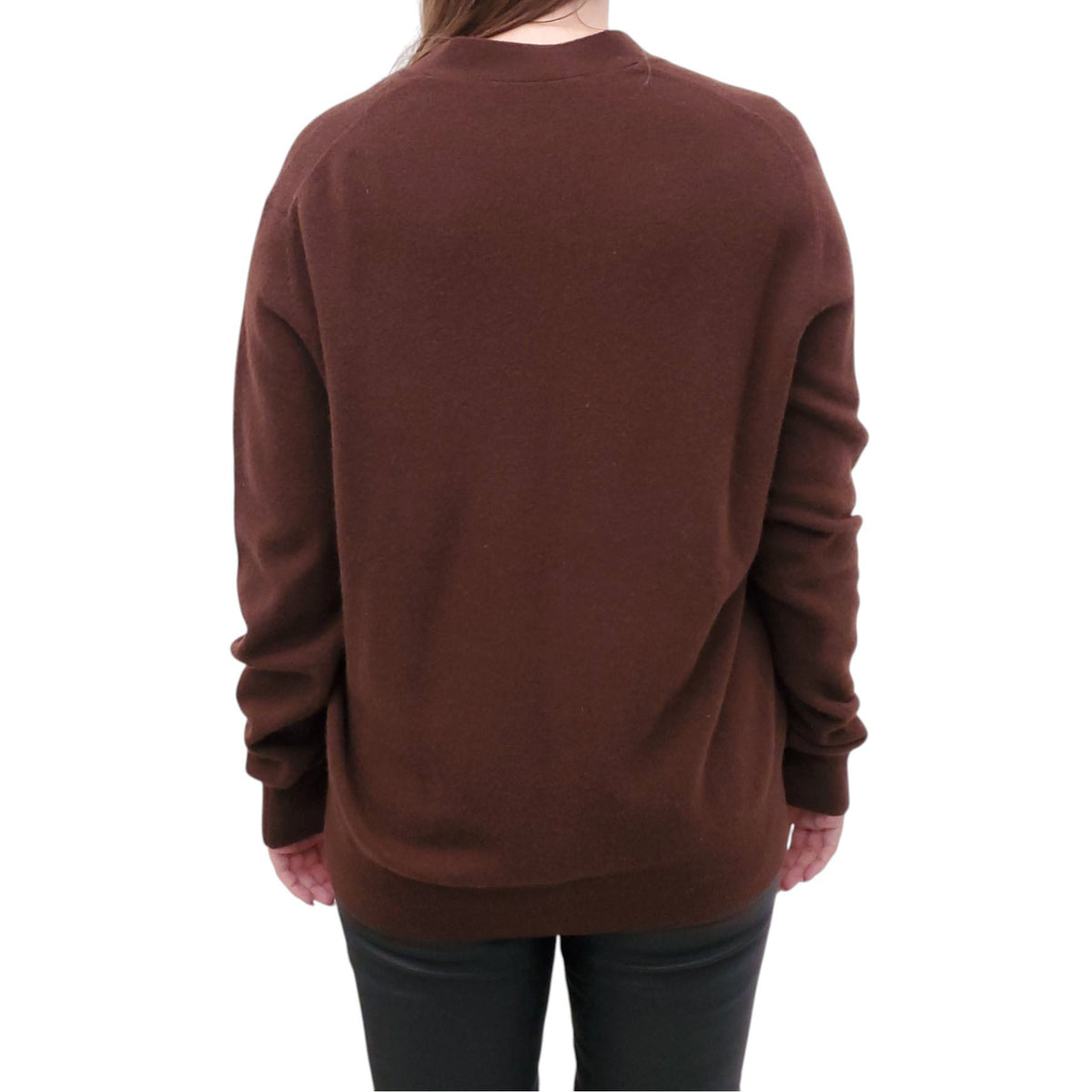 ACNE STUDIOS BROWN CARDIGAN WITH LOGO - SIZE M