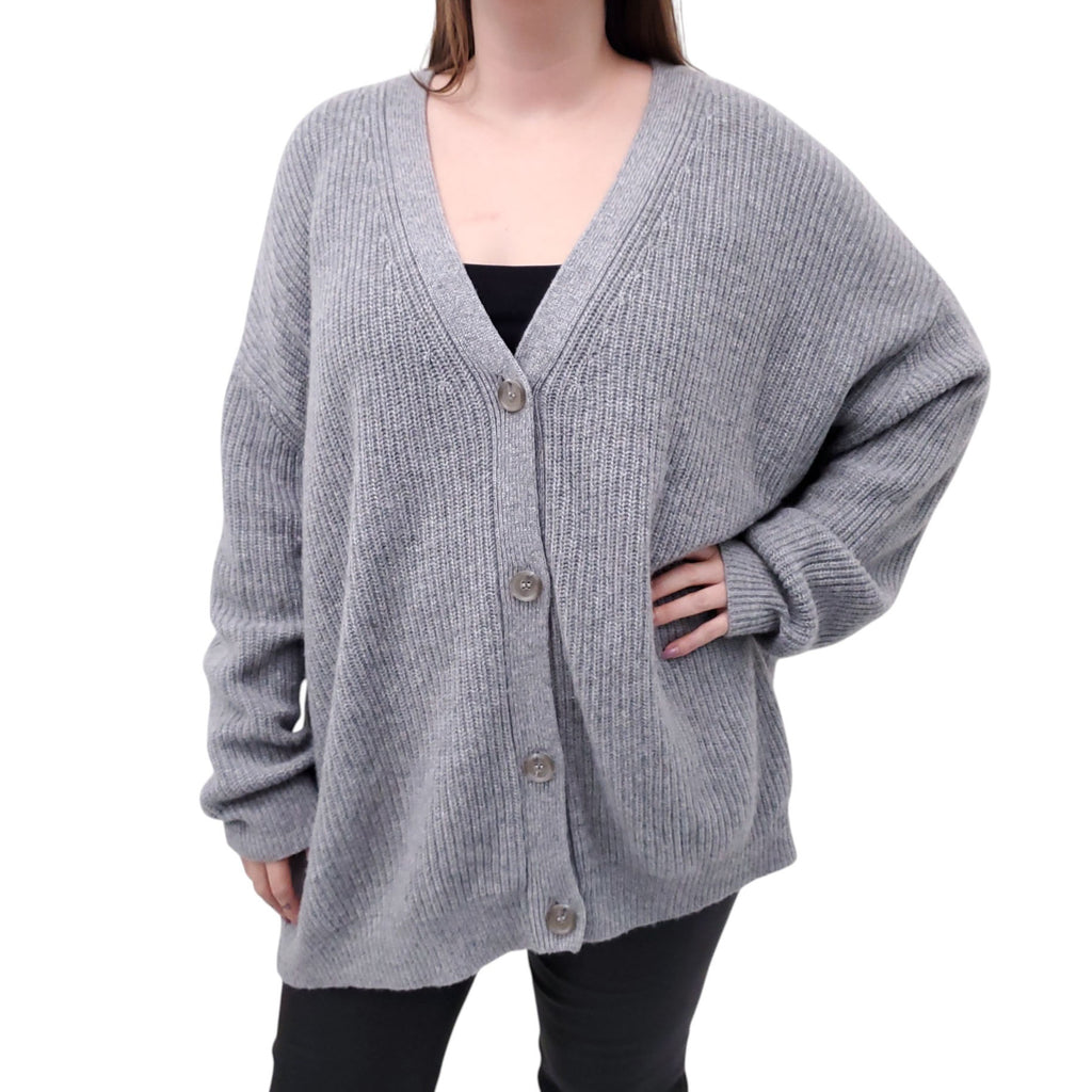 JENNI KAYNE GREY CASHMERE CARDIGAN - SIZE L