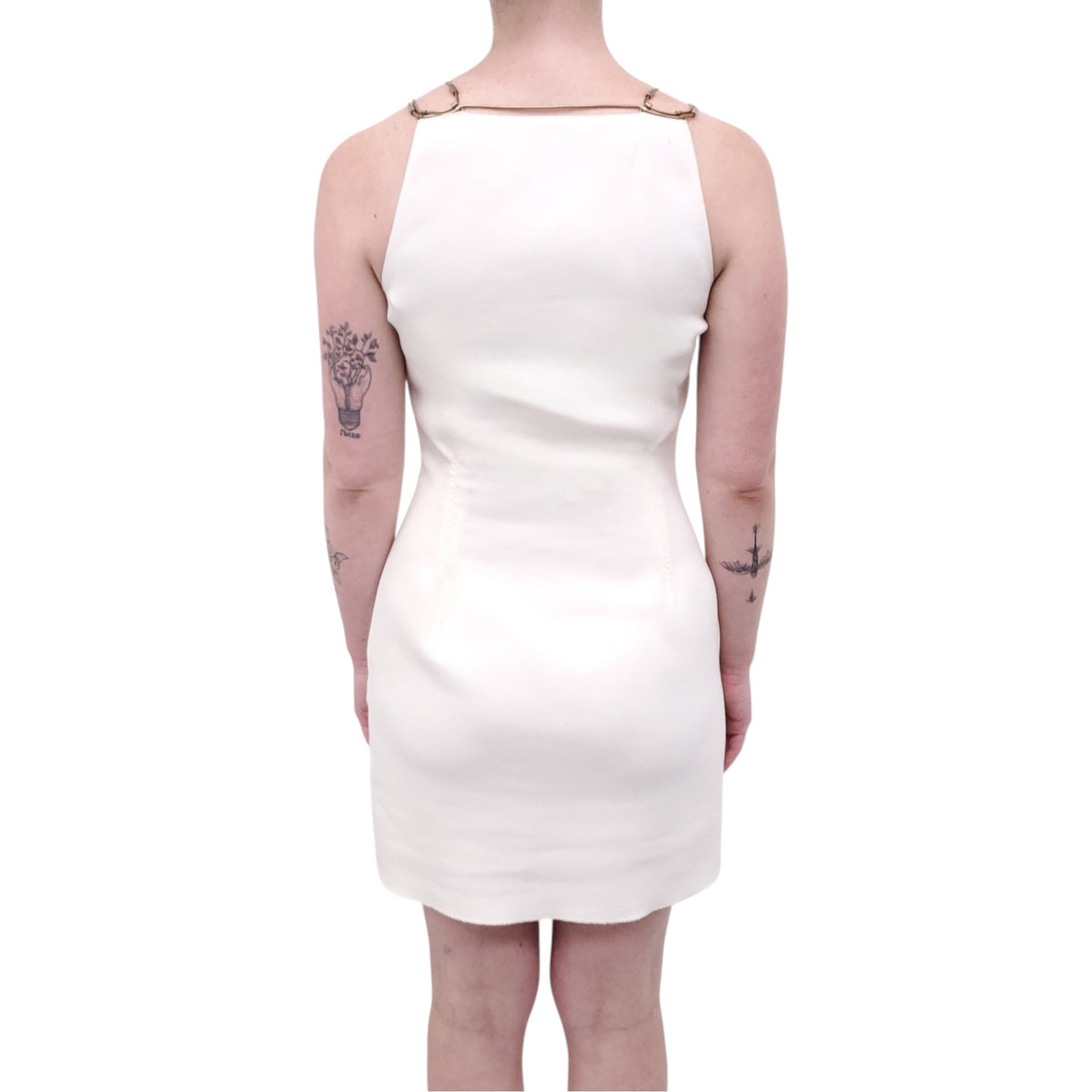 LANVIN RUNWAY WHITE DRESS WITH GOLD WIRE DETAIL - SIZE 38