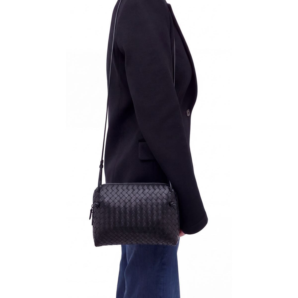 BOTTEGA VENETA INTRECCIATO BLACK NAPPA LEATHER NODINI LEATHER