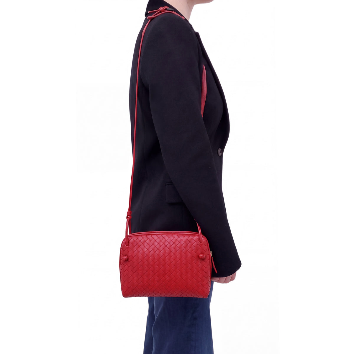 BOTTEGA VENETA INTRECCIATO RED NAPPA LEATHER NODINI LEATHER