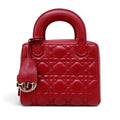 CHRISTIAN DIOR RED CANNAGE LILY MINI BOWLING BAG