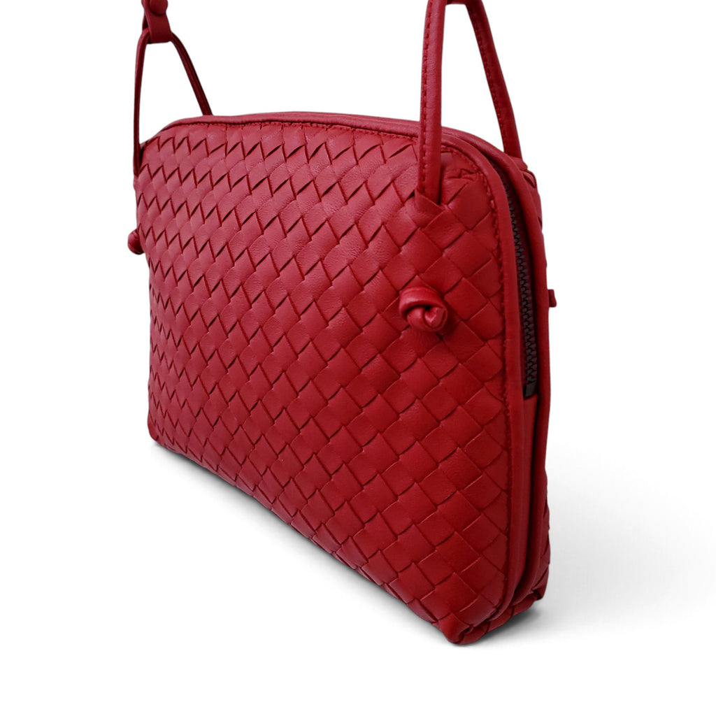 BOTTEGA VENETA INTRECCIATO RED NAPPA LEATHER NODINI LEATHER
