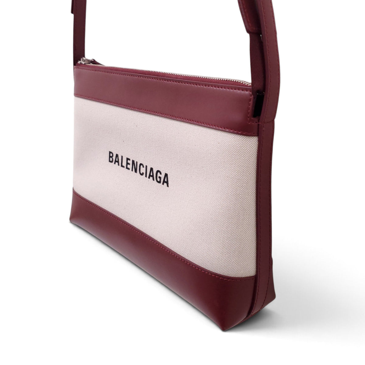BALENCIAGA CANVAS AND LEATHER CROSSBODY BAG