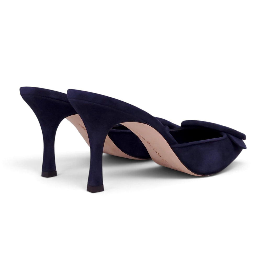 MANOLO BLAHNIK 70 MM MAYSALE HEEL IN NAVY  - SIZE 38