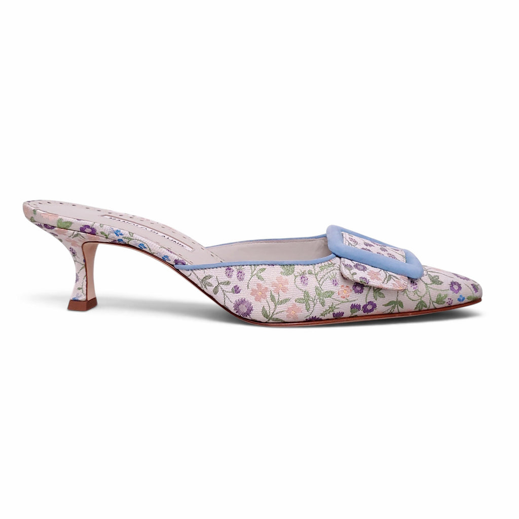 MANOLO BLAHNIK 50 MM MAYSALEBI BQ VAL JACQUARD  - SIZE 40