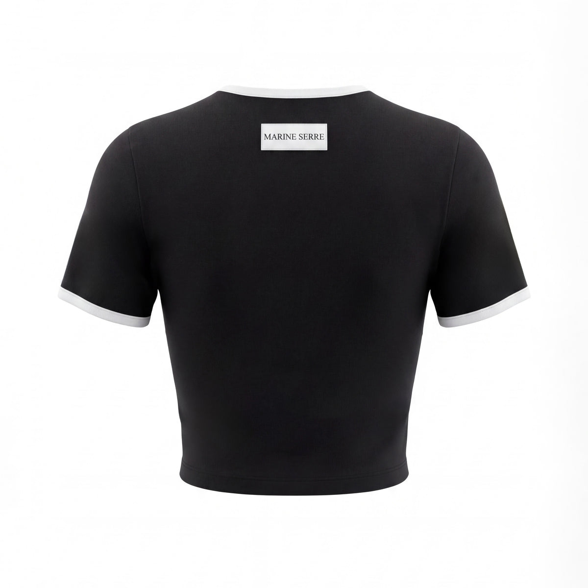 MARINE SERRE MOON LOGO SHORT SEELVE JERSEY CROPPED TOP - SIZE XL