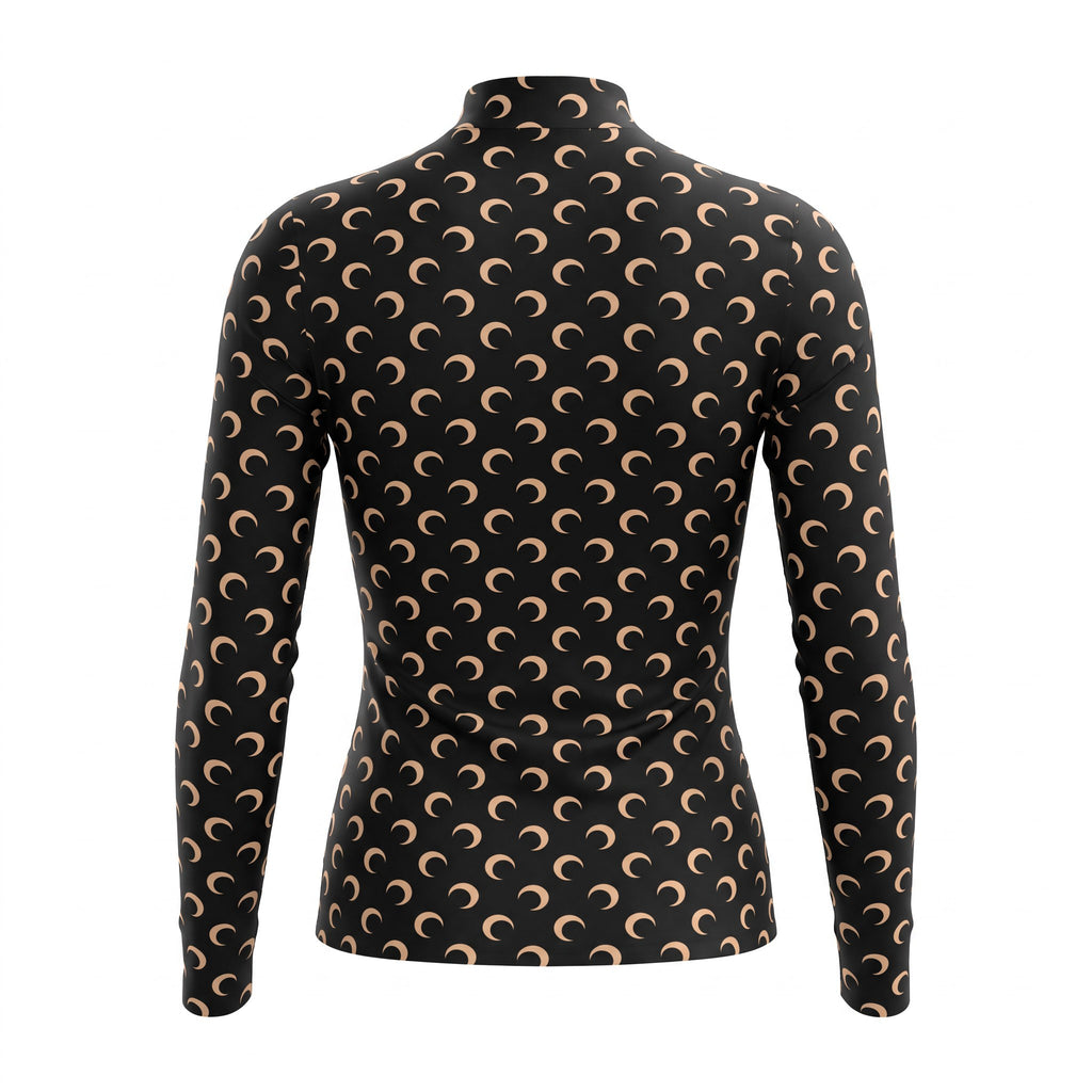 MARINE SERRE MOON PRINTED CREWNECK BLACK AND NUDE MOON TOP - SIZE S