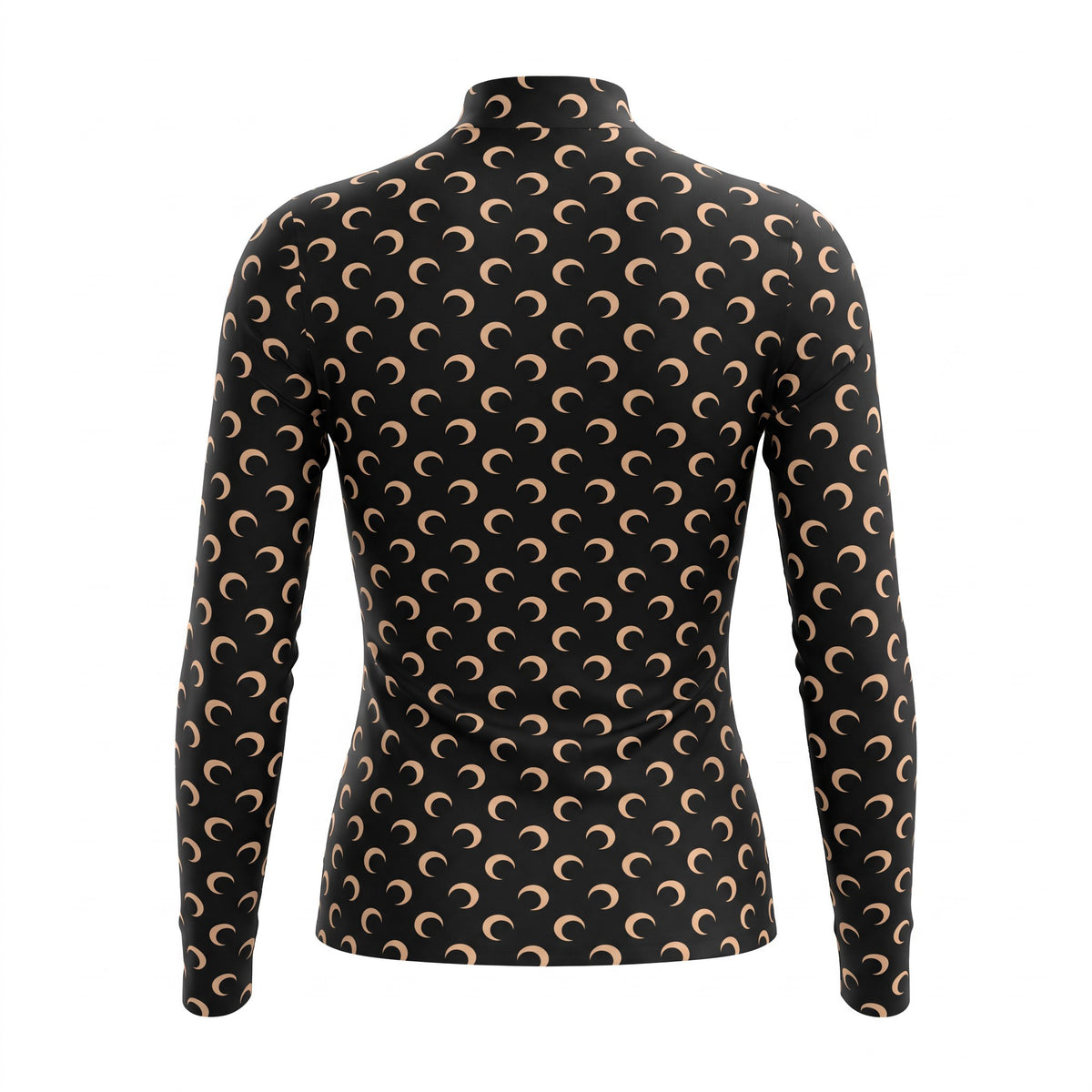 MARINE SERRE MOON PRINTED CREWNECK BLACK AND NUDE MOON TOP - SIZE S