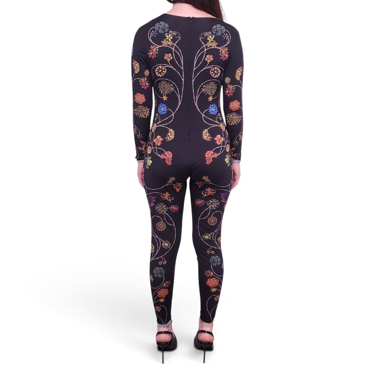 MARINE SERRE FLORAL JEWELERY PRINTED JERSEY CATSUIT - SIZE XXL