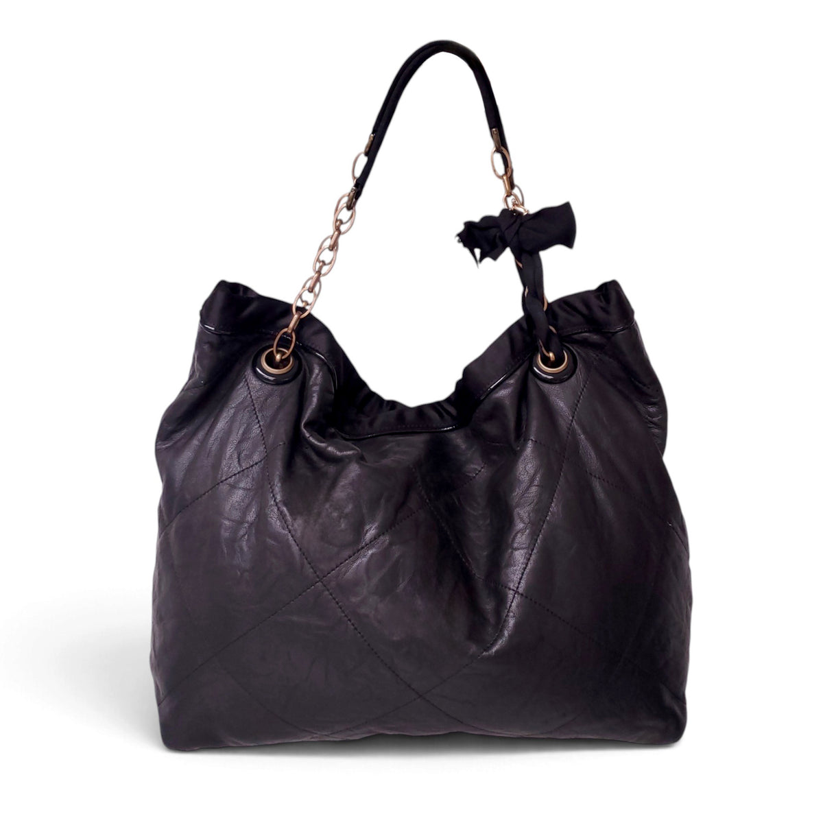 LANVIN LEATHER BAG WITH GROW GRAIN RIBBON AND LOGO