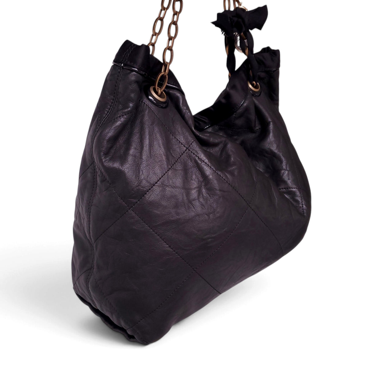 LANVIN LEATHER BAG WITH GROW GRAIN RIBBON AND LOGO