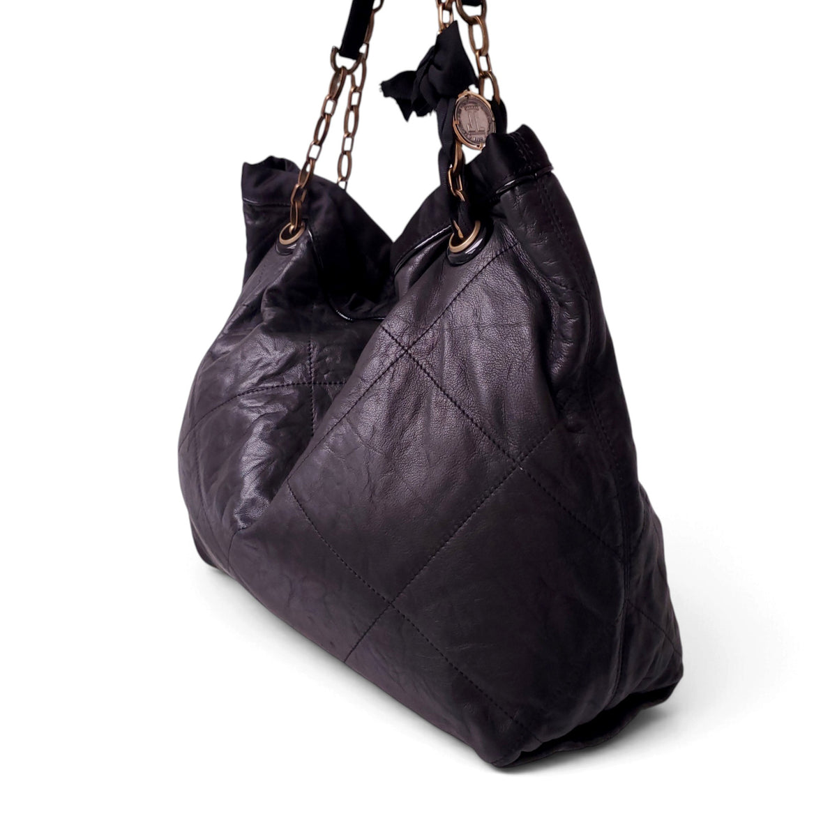 LANVIN LEATHER BAG WITH GROW GRAIN RIBBON AND LOGO