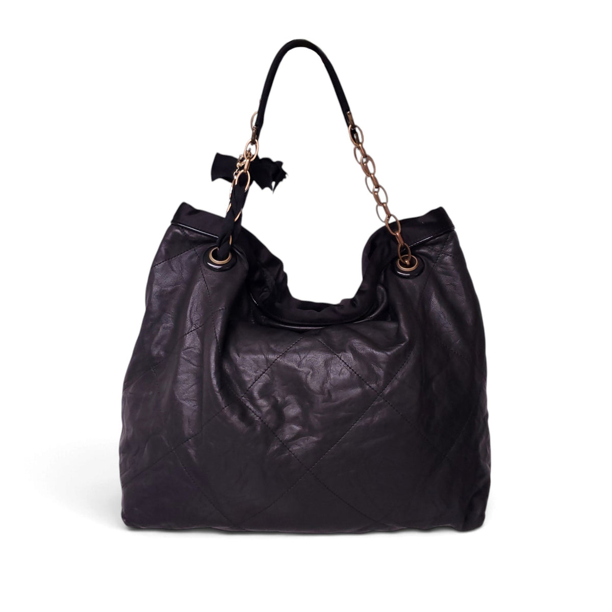 LANVIN LEATHER BAG WITH GROW GRAIN RIBBON AND LOGO