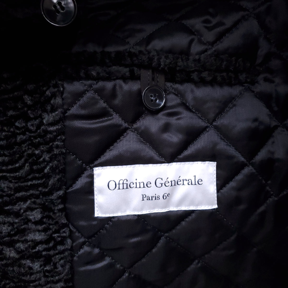 OFFICINE GÉNÉRALE BLACK FUR EFFECT JACKET - SIZE 34