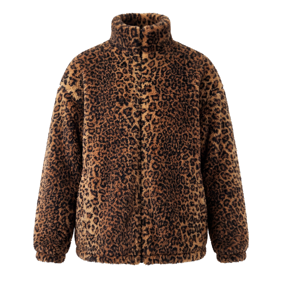 BALENCIAGA FAUX FUR LEOPARD TEDDY JACKET WITH LOGO LINING - SIZE 36