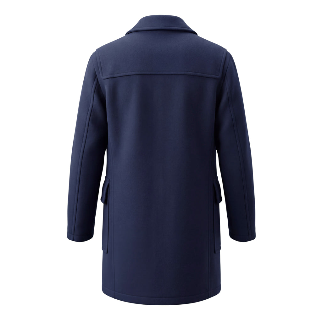 BURBERRY NAVY TOGGLE COAT - SIZE 56