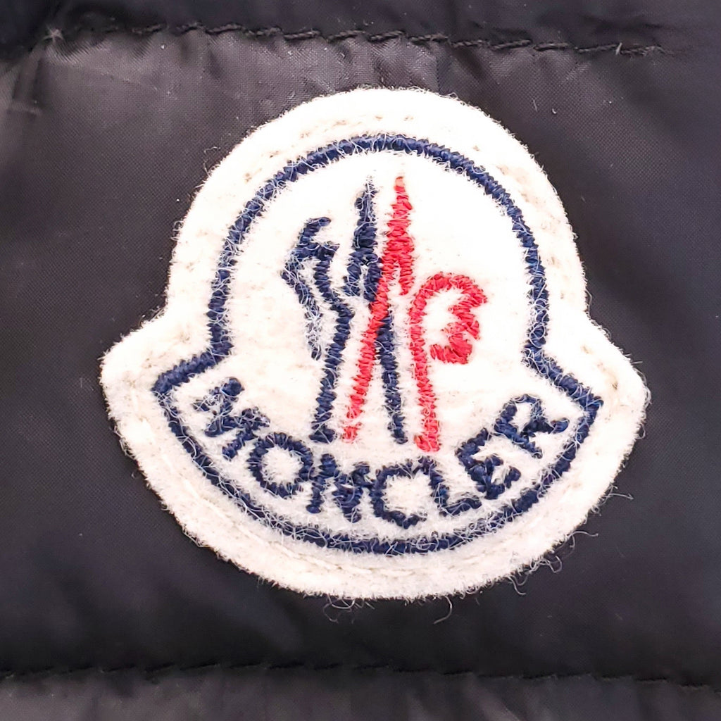 MONCLER BLACK PUFFER JACKET WITH SILVER ZIPPER WITH STRING DETAIL - SIZE 2