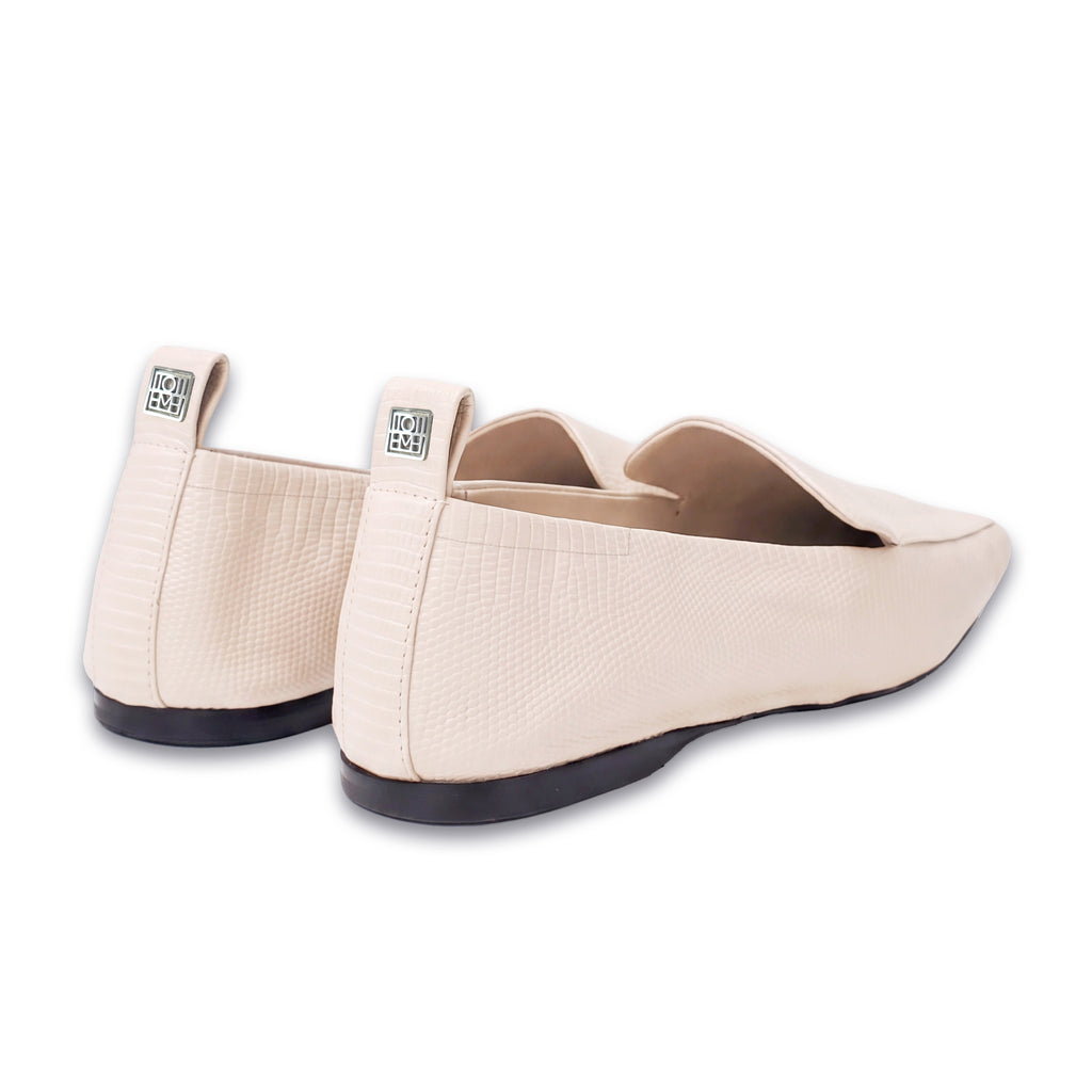TOTÊME CREAM LIZARD EFFECT TRAVEL LOAFERS - SIZE 41