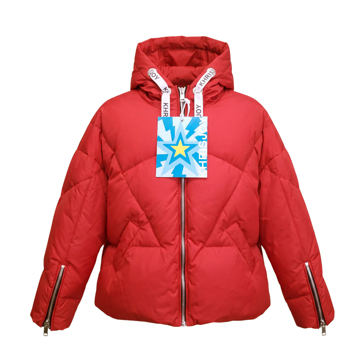 KHRISJOY HODDED ZIP-UP QUILTED JACKET IN RED - SIZE KIDS 08Y