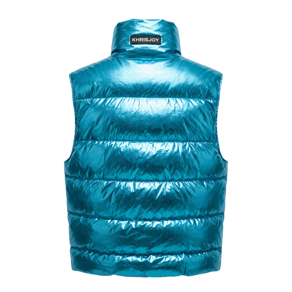 KHRISJOY METALLIC BLUE OVERSIZED PUFFER VEST - SIZE 01(OVERSIZED)