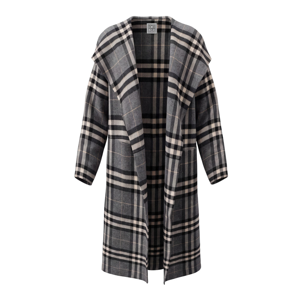 TOTÊME SIGNATURE CHECK WOOL COAT - SIZE M