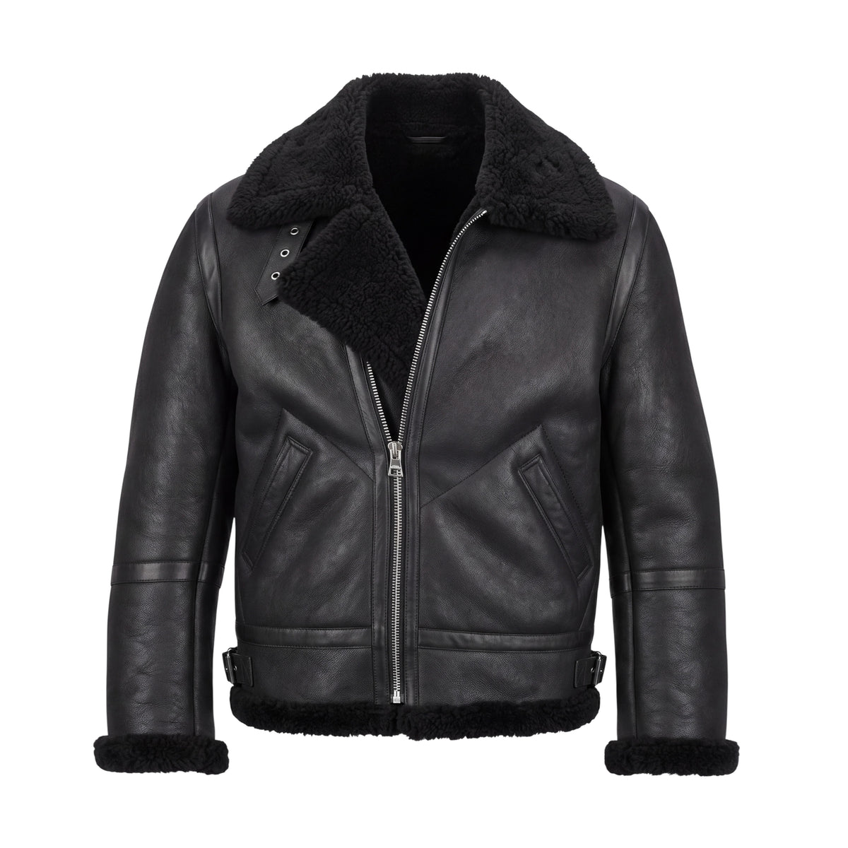 ACNE STUDIOS BLACK SHEARLING JACKET - SIZE 52