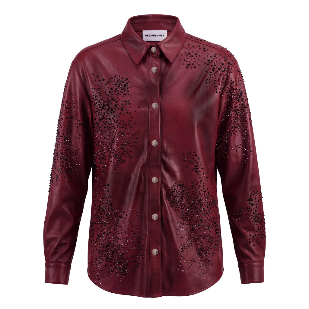 DES PHEMMES VEGAN LEATHER CRYSRTAL STUDDED JACKET - SIZE 38