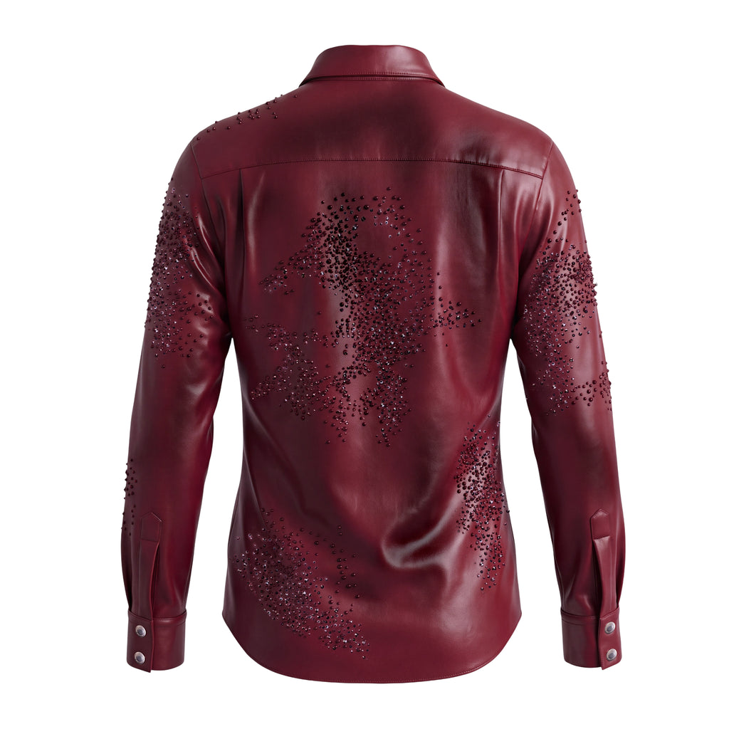 DES PHEMMES VEGAN LEATHER CRYSRTAL STUDDED JACKET - SIZE 38