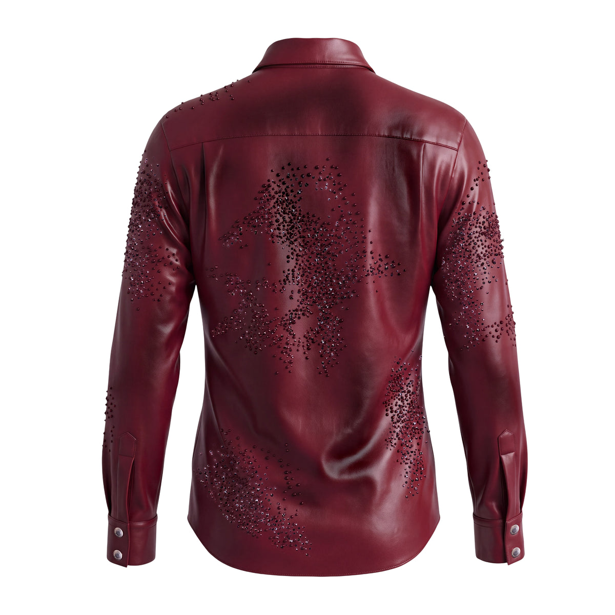 DES PHEMMES VEGAN LEATHER CRYSRTAL STUDDED JACKET - SIZE 38