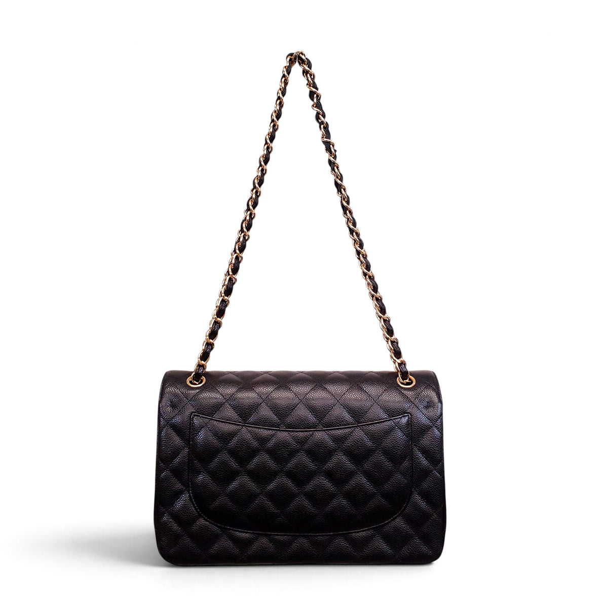 CHANEL BLACK CAVIAR JUMBO DOUBLE FLAP BAG